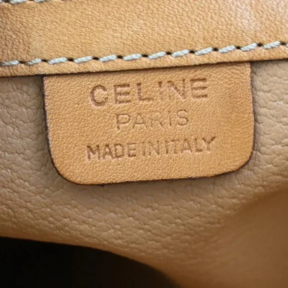 CELINE Logo Macadam Pattern Handbag PVC Leather Brown GHW Italy